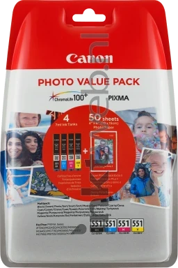 Canon CLI-551 Multipack met fotopapier zwart en kleur Front box
