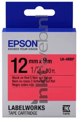Epson LK-4RBP zwart op rood breedte 12 mm