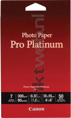 Canon PT-101 Fotopapier Pro Platinum Hoogglans | 10x15 | 300 gr/m² 50 stuks
