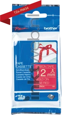 Brother TZE-RW34 goud op rood breedte 12 mm