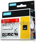 Dymo ID1 12mm vinyl tape wit op rood breedte 12 mm