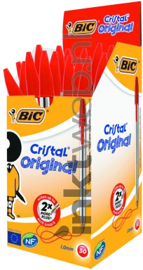 BIC Balpen Cristal medium 50-pack rood Combined box and product