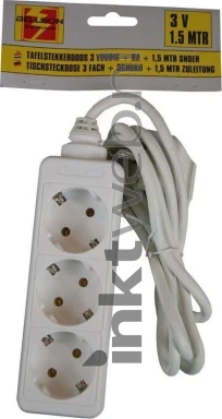 Bellson Stekkerdoos 3-voudig wit - 1,5 meter