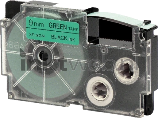 Huismerk Casio XR-9GN zwart op groen breedte 9 mm Product only