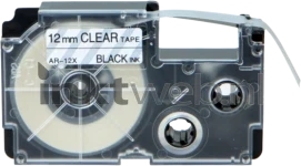 Huismerk Casio XR-12X zwart op transparant breedte 12 mm