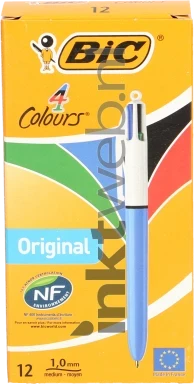 BIC balpen 4 kleuren medium 1 mm 12-pack blauw