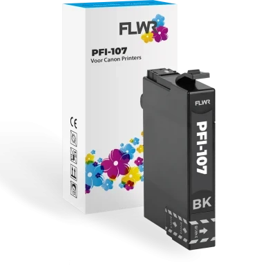 FLWR Canon PFI-107 zwart Combined box and product
