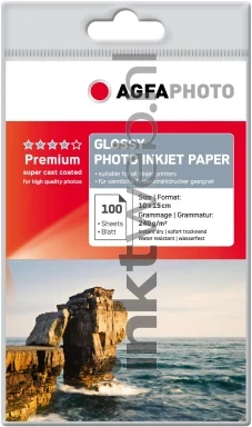 Agfa Premium fotopapier Glans | 10x15 | 240 gr/m² 100 stuks