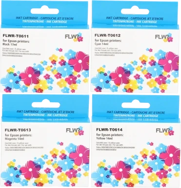 FLWR Epson T0615 multipack zwart en kleur Front box