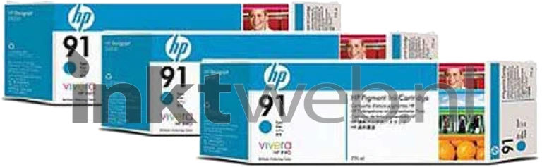 HP 91 3-pack cyaan