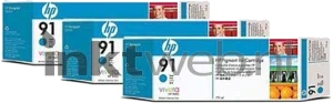 HP 91 3-pack cyaan (Origineel)