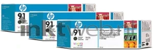 HP 91 3-pack mat zwart (Origineel)