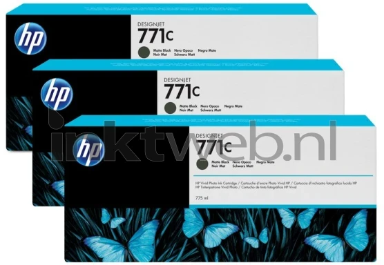 HP 771C 3-pack mat zwart