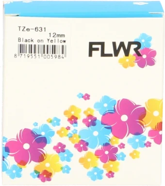 FLWR Brother TZE-631 zwart op geel breedte 12 mm