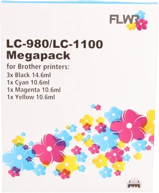 FLWR Brother LC980/1100 Megapack zwart en kleur