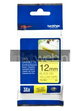 Brother TZE-S631 sterk klevend zwart op geel breedte 12 mm