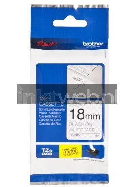 Brother TZE-SE4 veiligheidstape zwart op wit breedte 18 mm