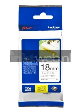 Brother TZE-S241 sterk klevend zwart op wit breedte 18 mm