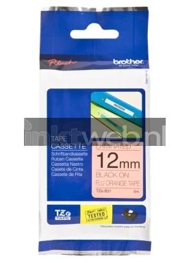Brother TZE-B31 zwart op oranje breedte 12 mm