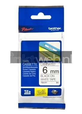 Brother TZE-211 zwart op wit breedte 6 mm